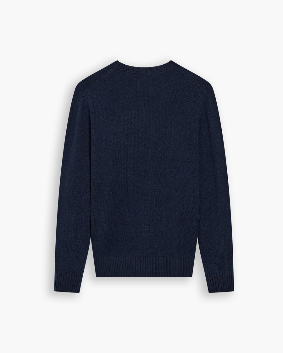 View of model wearing Varsity Anchor Premium Crewneck Sweater, Regular Fit.