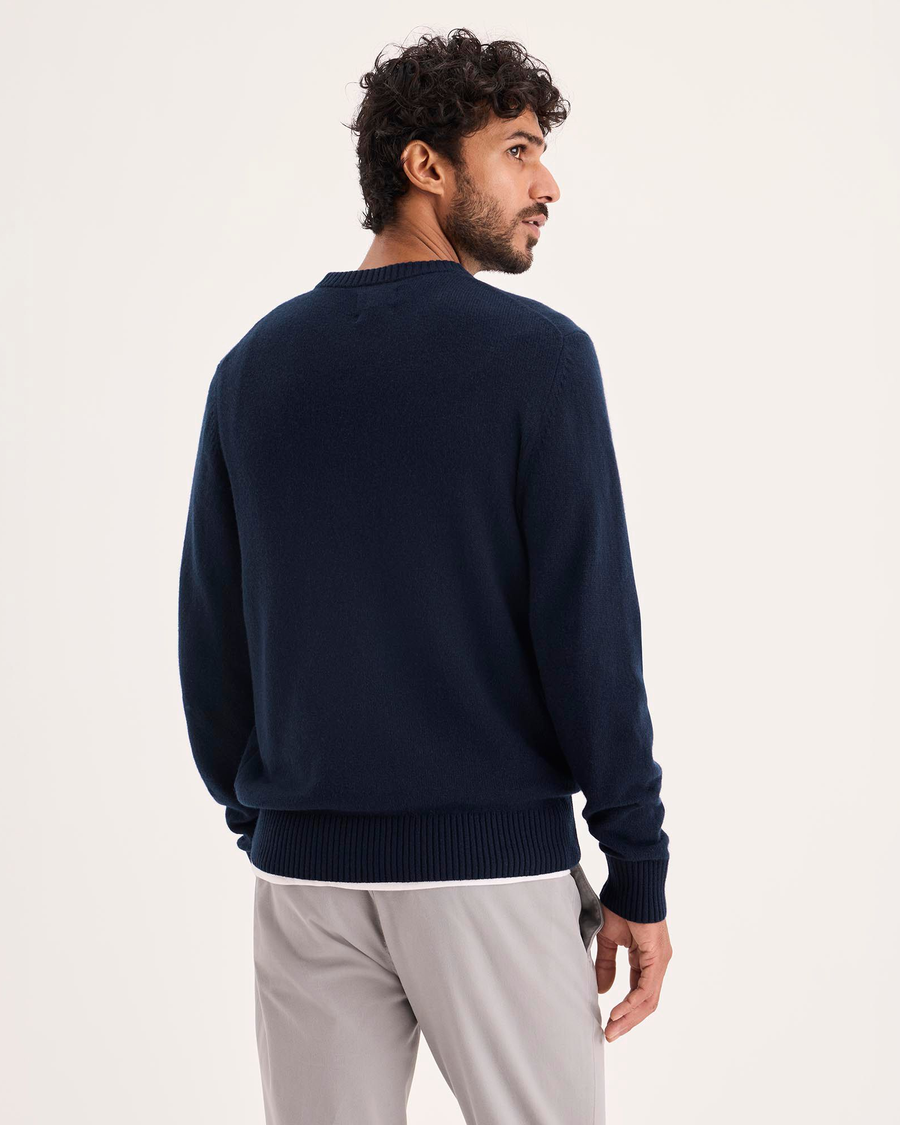 Back view of model wearing Varsity Anchor Premium Crewneck Sweater, Regular Fit.
