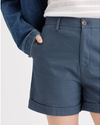 View of model wearing Vintage Indigo Women's Original Chino Shorts.