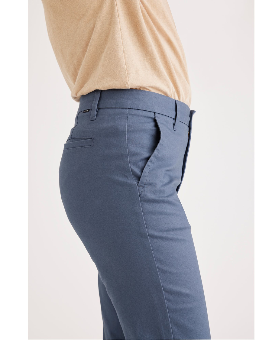 Side view of model wearing Vintage Indigo Women's Slim Fit Weekend Chino Pants.