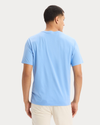 Back view of model wearing Vista Blue Graphic Tee, Regular Fit.