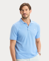 View of model wearing Vista Blue Original Polo, Slim Fit.