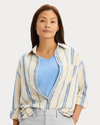 View of model wearing Vista Blue Relaxed Shirt.