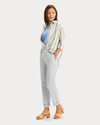 View of model wearing Vista Blue Relaxed Shirt.
