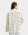 Back view of model wearing Vista Blue Relaxed Shirt.