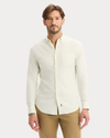 Front view of model wearing Waterlily Oxford Shirt, Slim Fit.