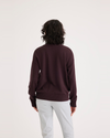 Back view of model wearing Winetasting Women's Regular Fit V-Neck Sweater.